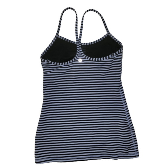 Lululemon Striped Power Y Tank Top Spaghetti Strap Blueish-Purpleish/Black Sz 6 - Picture 10 of 15